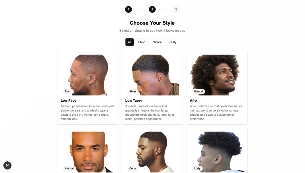 Hairstyle Try-On App Screenshot